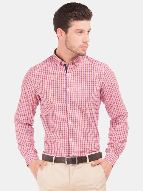 

Excalibur Men Red & Pink Slim Fit Checked Formal Shirt