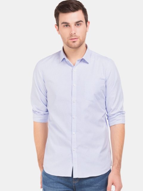 

Excalibur Men White & Blue Slim Fit Checked Casual Shirt