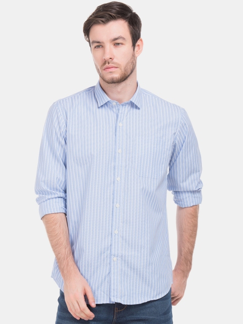 

Excalibur Men Blue & White Regular Fit Striped Casual Shirt
