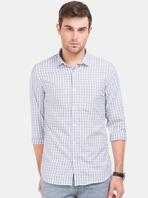 

Excalibur Men Blue & White Slim Fit Checked Casual Shirt