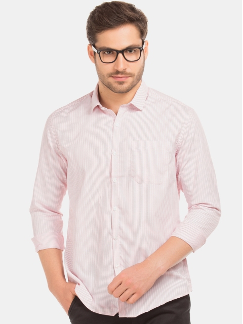

Excalibur Men White & Pink Regular Fit Checked Casual Shirt
