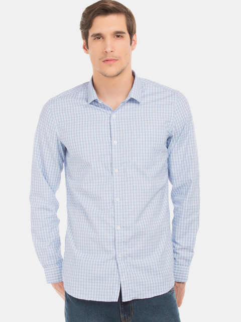 

Excalibur Men Blue & White Slim Fit Checked Casual Shirt