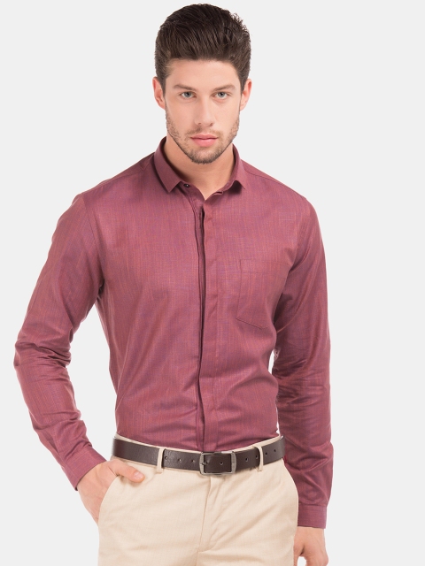 

Excalibur Men Red & Purple Regular Fit Solid Formal Shirt