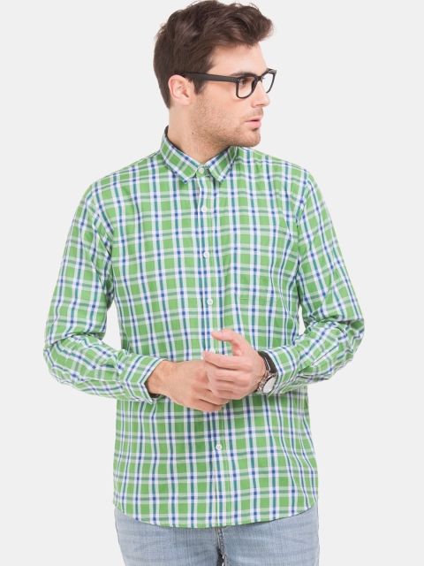 

Excalibur Men Green & White Regular Fit Checked Casual Shirt