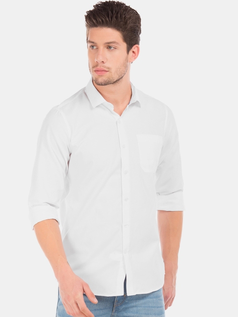 

Excalibur Men White Slim Fit Solid Casual Shirt