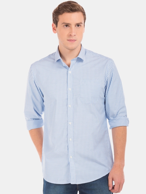 

Excalibur Men Blue & White Classic Fit Striped Casual Shirt