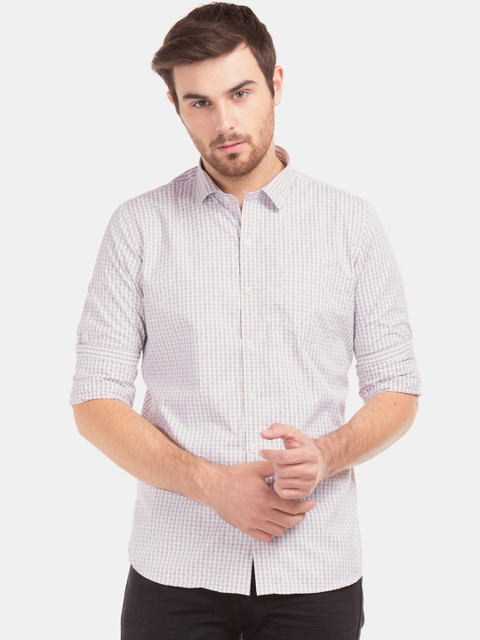

Excalibur Men White & Brown Slim Fit Checked Casual Shirt