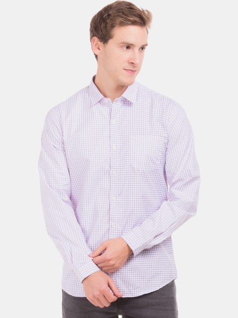 

Excalibur Men White & Purple Slim Fit Checked Casual Shirt