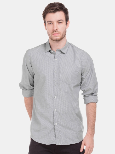 

Excalibur Men Grey Slim Fit Striped Casual Shirt