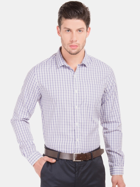 

Excalibur Men Purple & White Regular Fit Checked Formal Shirt
