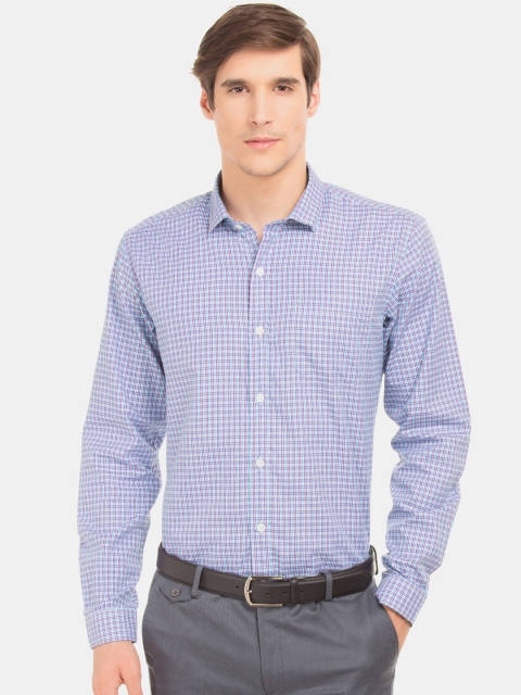 

Excalibur Men Blue Regular Fit Checked Formal Shirt