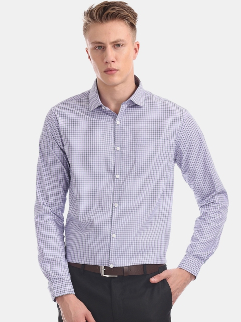 

Excalibur Men White & Green Regular Fit Checked Formal Shirt