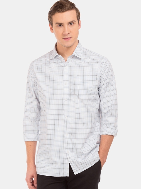 

Excalibur Men White Regular Fit Checked Casual Shirt