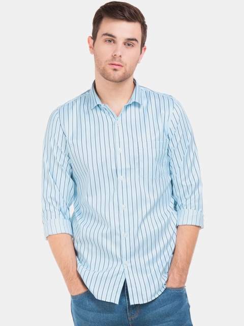 

Excalibur Men Blue & Black Slim Fit Striped Casual Shirt
