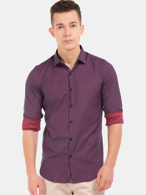 

Excalibur Men Purple Slim Fit Printed Casual Shirt