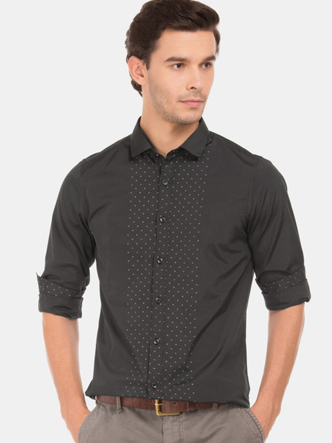 

Excalibur Men Black Slim Fit Printed Casual Shirt