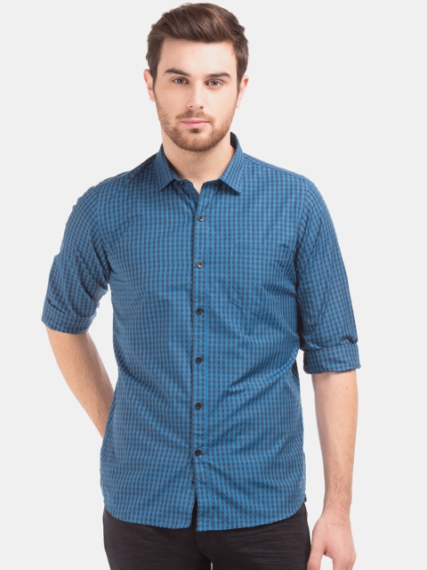 

Excalibur Men Blue Slim Fit Checked Casual Shirt
