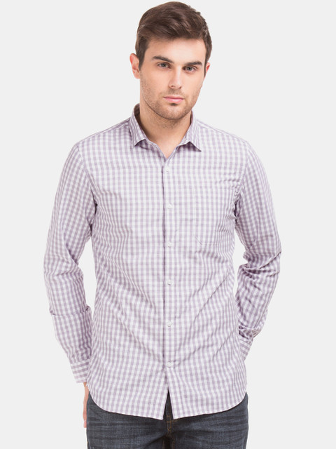 

Excalibur Men Purple & White Slim Fit Checked Casual Shirt