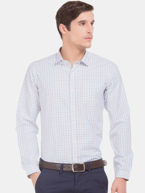 

Excalibur Men White & Blue Slim Fit Checked Formal Shirt
