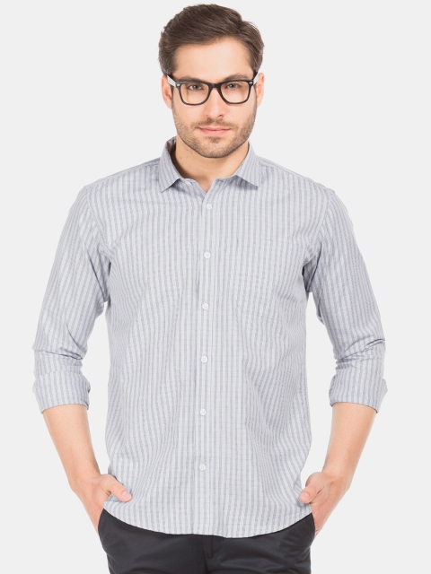 

Excalibur Men Grey Regular Fit Striped Formal Shirt