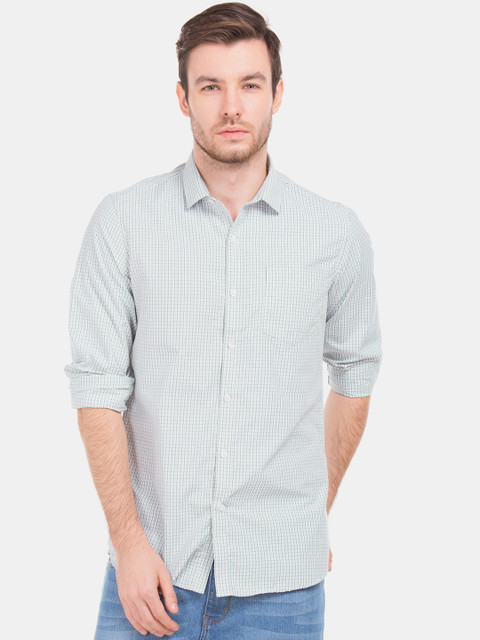 

Excalibur Men Green & White Slim Fit Checked Casual Shirt