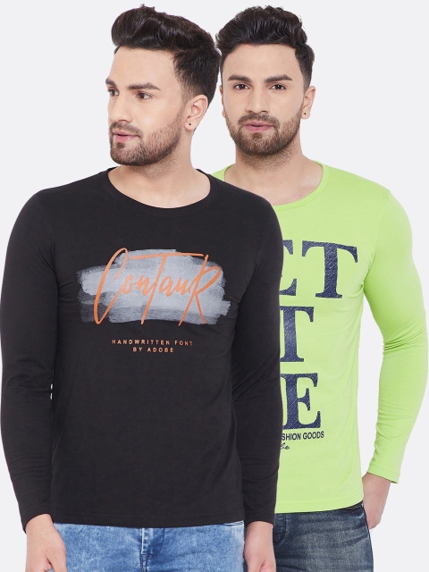 

Adobe Men Pack Of 2 Printed Round Neck T-shirts, Black