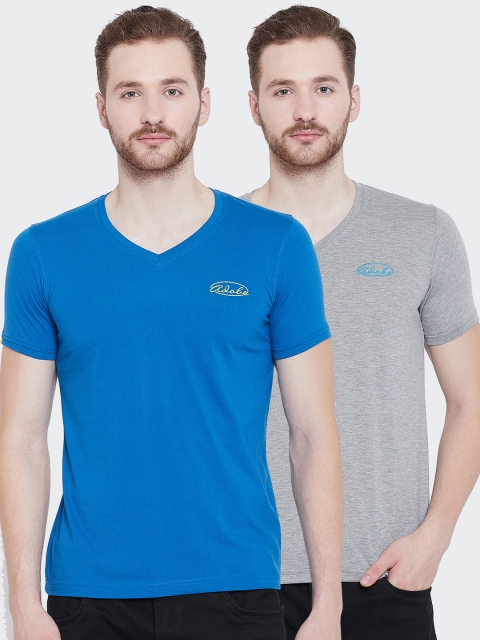 

Adobe Men Pack Of 2 Solid V-Neck T-shirt, Blue