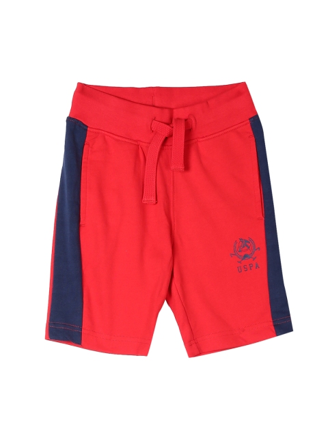 

U.S. Polo Assn. Kids Infant Red & Navy Blue Colourblocked Regular Fit Regular Shorts