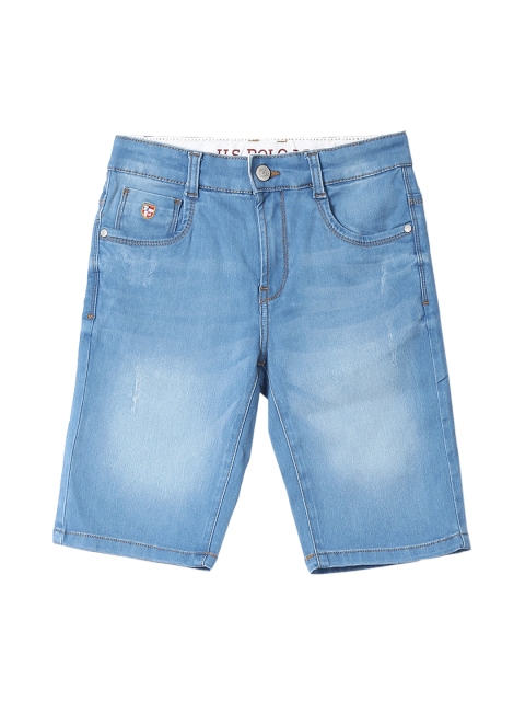 

U.S. Polo Assn. Kids Boys Blue Washed Regular Fit Denim Shorts
