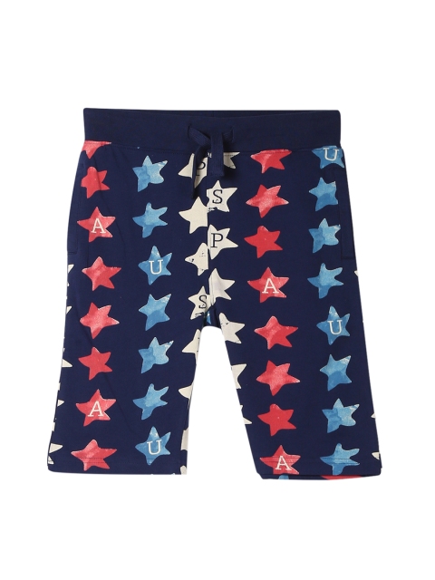 

U.S. Polo Assn. Boys Navy Blue & Red Printed Regular Fit Shorts