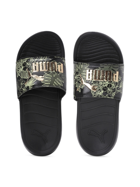 

Puma Women Black Self Design Popcat 20 Summer Sliders