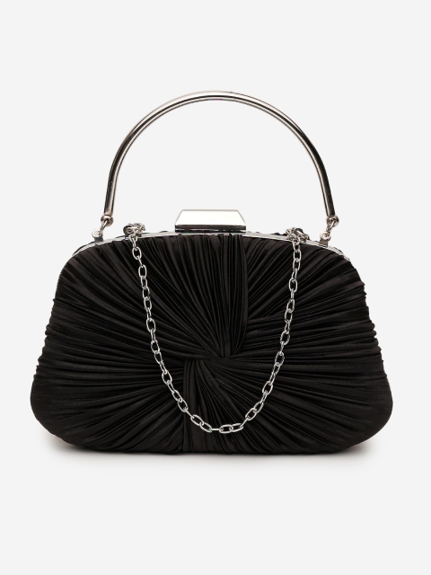 

20Dresses Black Solid Half Moon Clutch