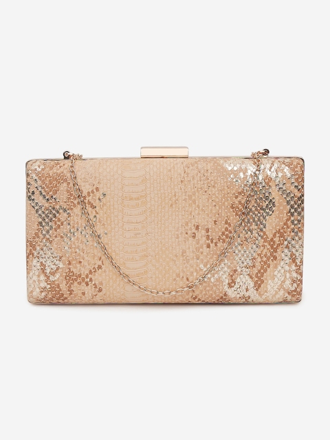 

20Dresses Beige Snake Skin Textured Box Clutch