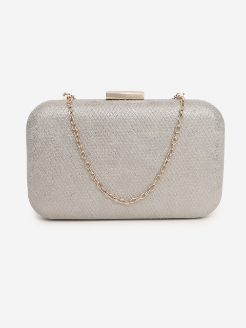 

20Dresses Women Grey Textured Box Clutch