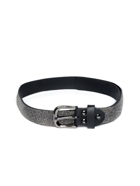 

20Dresses Women Black & Gunmetal-Toned Stone-Studded Belt
