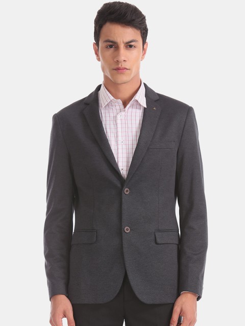

Arrow Men Charcoal Grey Solid Slim-Fit Single-Breasted Blazer