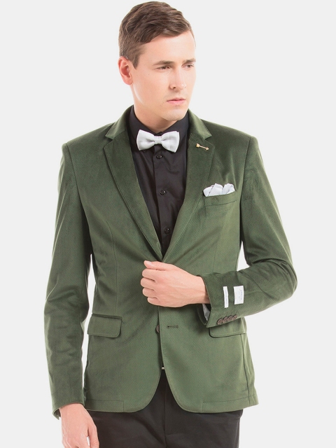 

Arrow Men Olive Green Solid Slim-Fit Single-Breasted Casual Blazer
