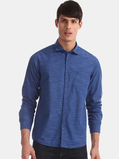 

Ruggers Men Blue Regular Fit Solid Casual Shirt