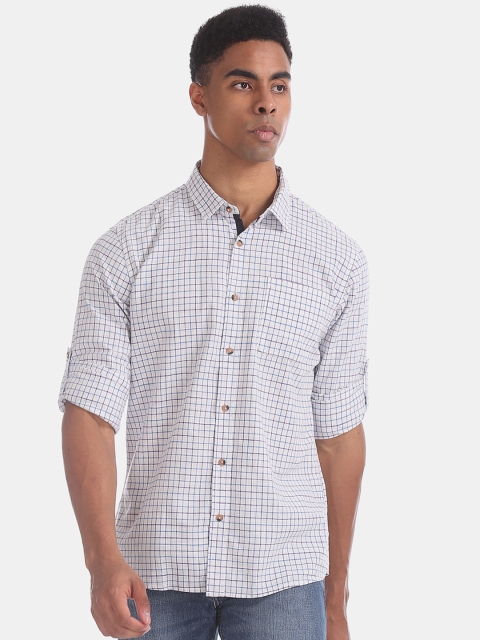 

Ruggers Men White Regular Fit Checked Casual Shirt