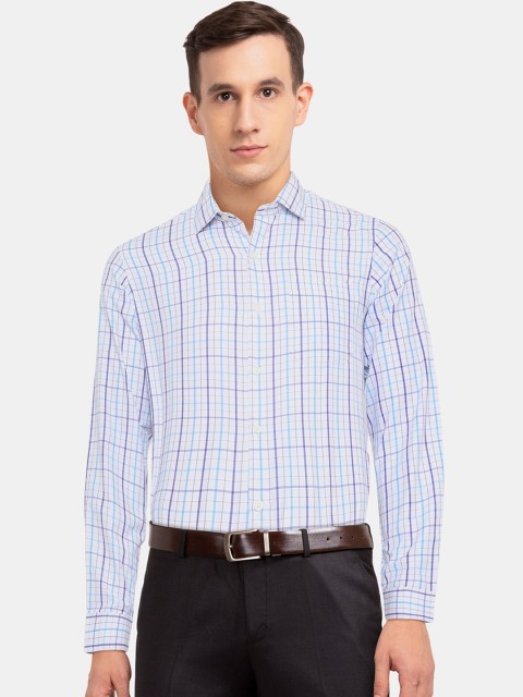 

Excalibur Men White & Blue Regular Fit Checked Formal Shirt