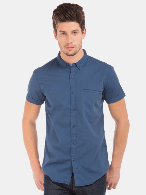 

Colt Men Blue Regular Fit Solid Casual Shirt
