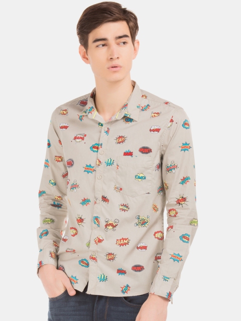 

Colt Men Beige & Blue Slim Fit Printed Casual Shirt