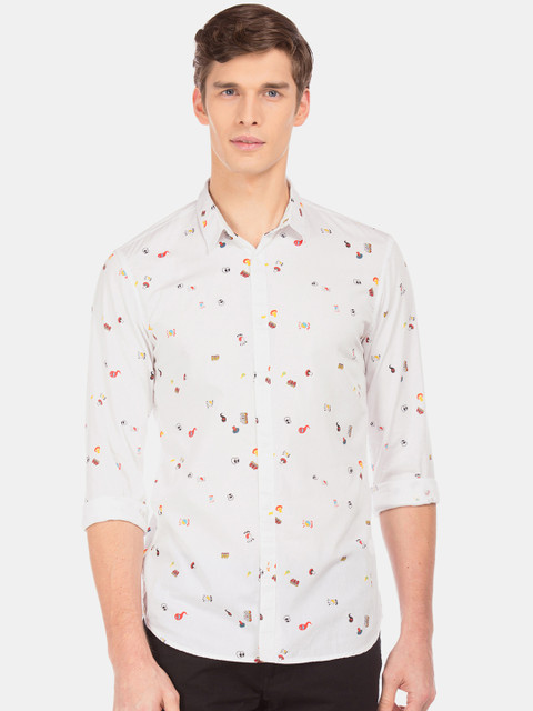 

Colt Men White Regular Fit Printed Casual Shirt