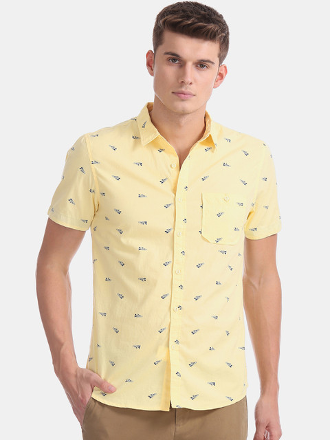 

Colt Men Yellow Regular Fit Printed Casual Shirt