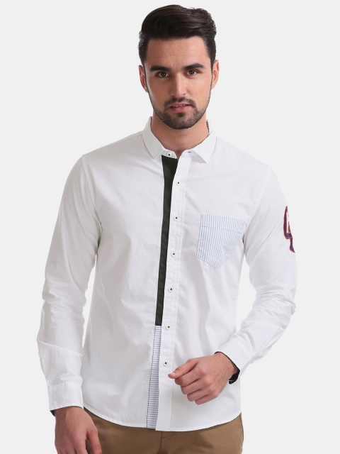 

Colt Men White Regular Fit Solid Casual Shirt