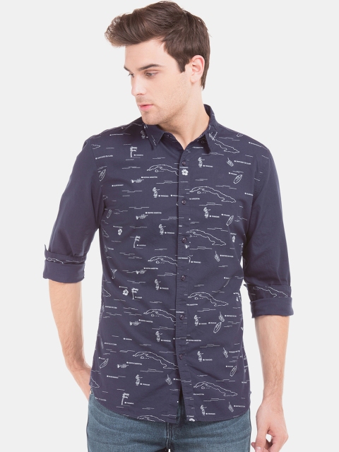 

Colt Men Navy Blue Regular Fit Printed Casual Shirt