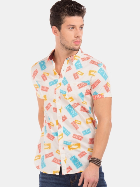 

Colt Men Off-White Slim Fit Printed Casual Shirt