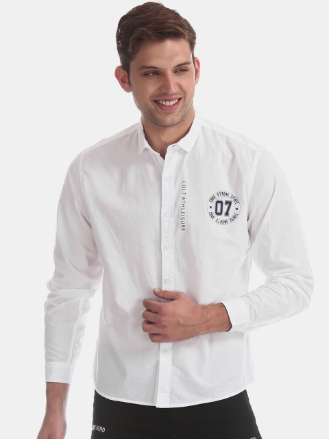 

Colt Men White Regular Fit Solid Casual Shirt