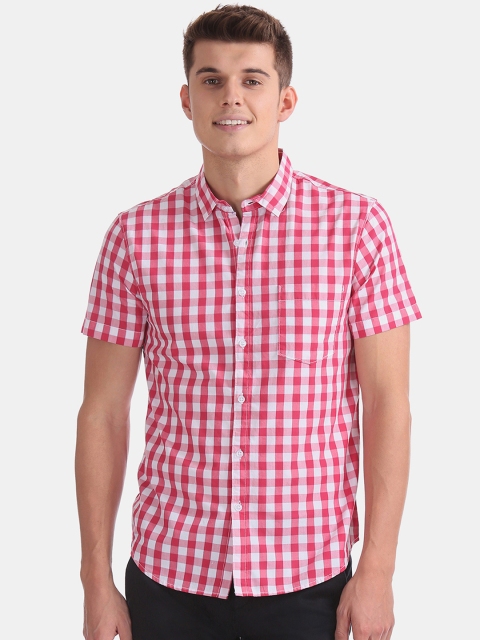 

Colt Men Pink & White Regular Fit Checked Casual Shirt