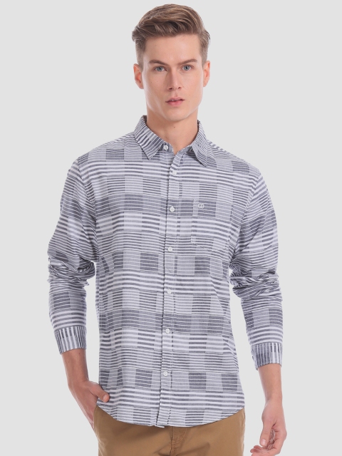 

Ruggers Men Navy Blue & White Regular Fit Printed Casual Shirt